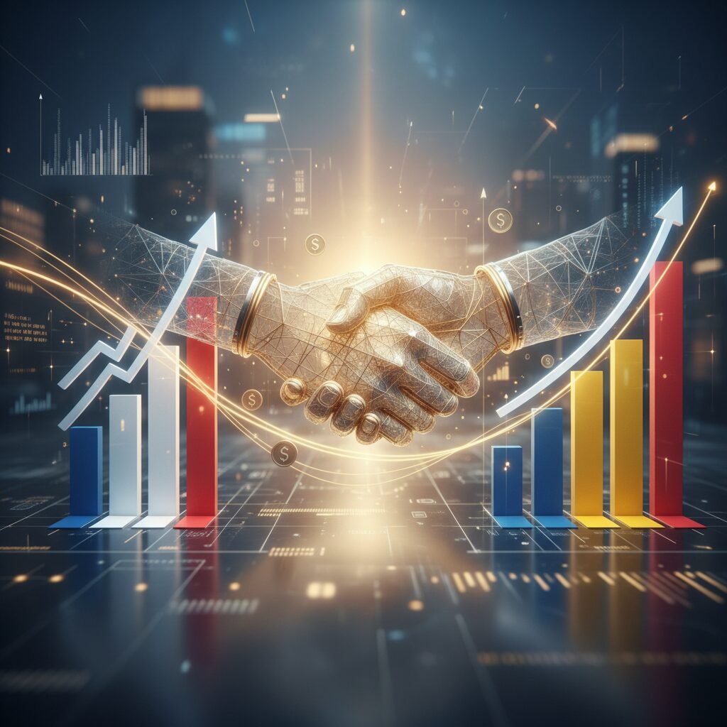 Croissance économique et collaboration France-Roumanie représentées graphiquement.